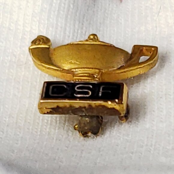 Award Distinguished Vintage 10Kt Gold Fill GOLD CSF LABEL LAPEL PIN - Picture 3 of 8